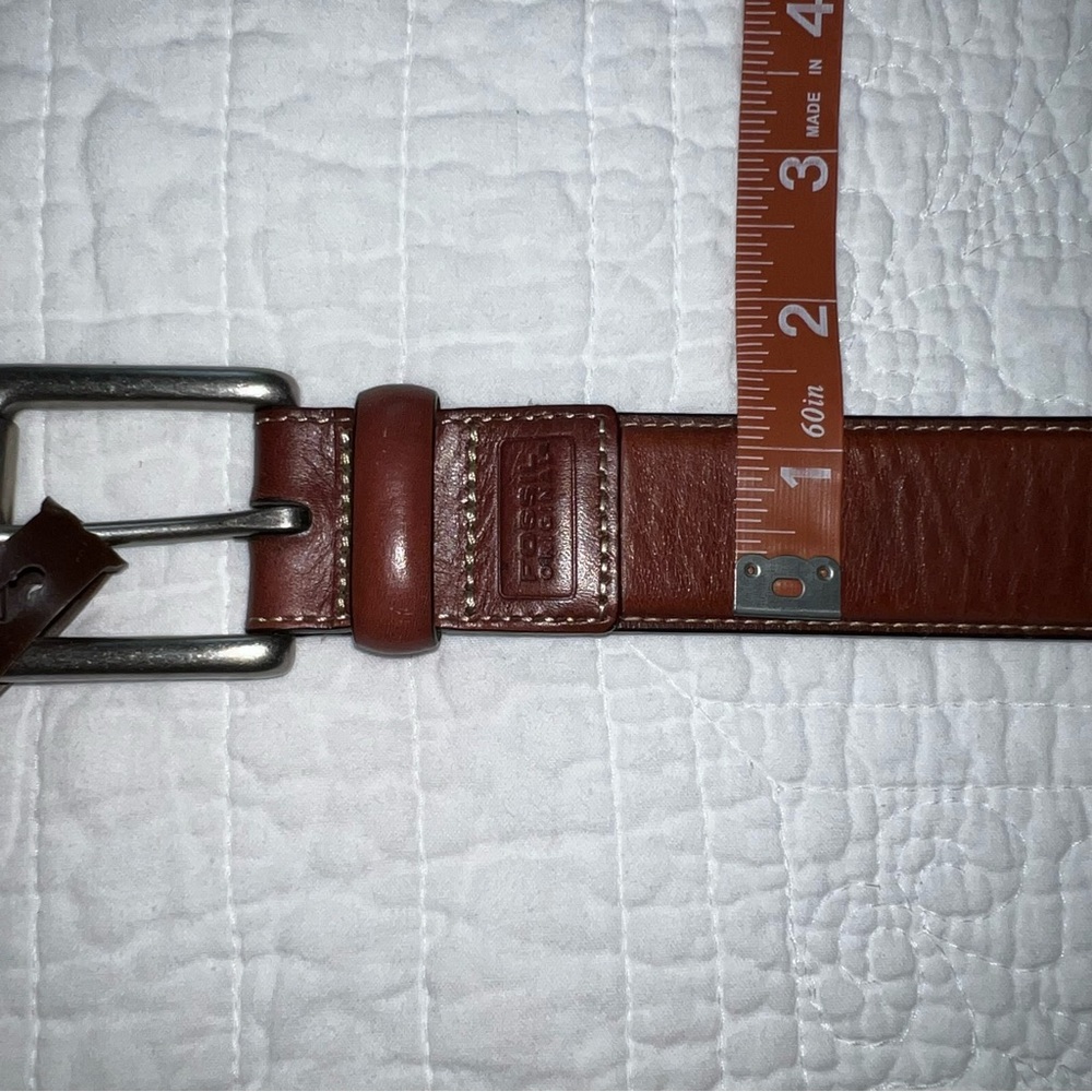 FOSSIL Woodrow Dark Brown Genuine Leather Belt Mens NWT Sz 40 - Picture 10 of 11